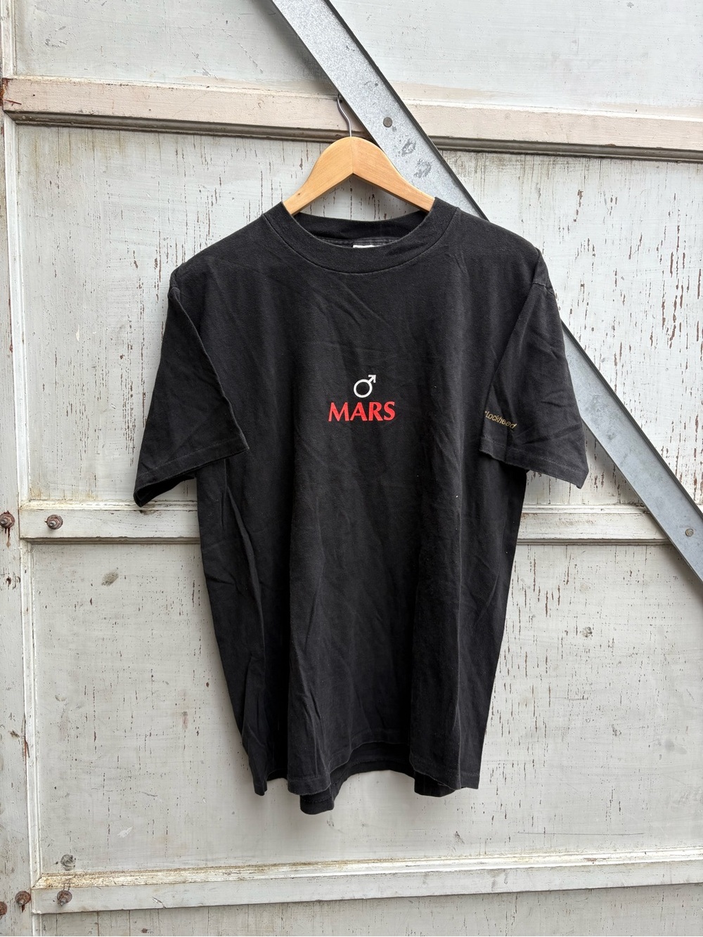 Vintage 90s Lockheed Martin MARS Astrology Logo Black Space Nasa Art Shirt L